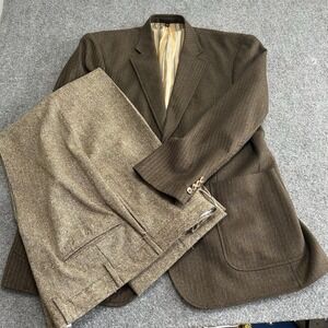 Kroon Blazer Mens 46L Brown Herringbone Wool W/Berle Wool Trousers 40/31 Pleated